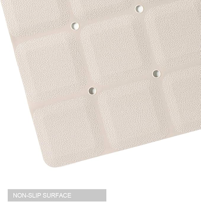 Foldable Non Slip Silicon Bath Mat Bathtub mat no Suction Cups for Textured Tub and Reglazed Tub(Foldable-Beige, 28-inch x 14-inch)