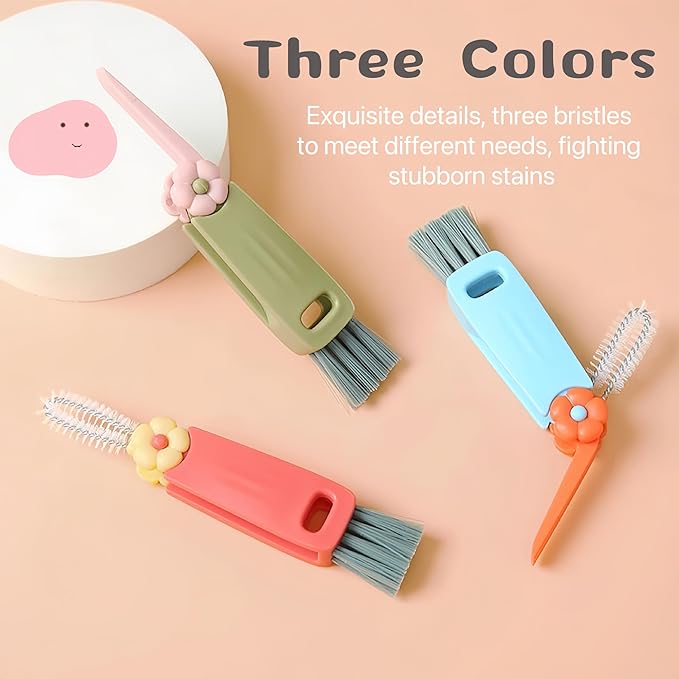 3 in 1 Cup Lid Cleaning Brush, Multifunctional Bottle Cleaning Brush, 2024 New Water Bottle Cleaner Brush, Portable Cup Lid Gap Cleaner, Home Kitchen Crevice Brush Tools (3 PCS)