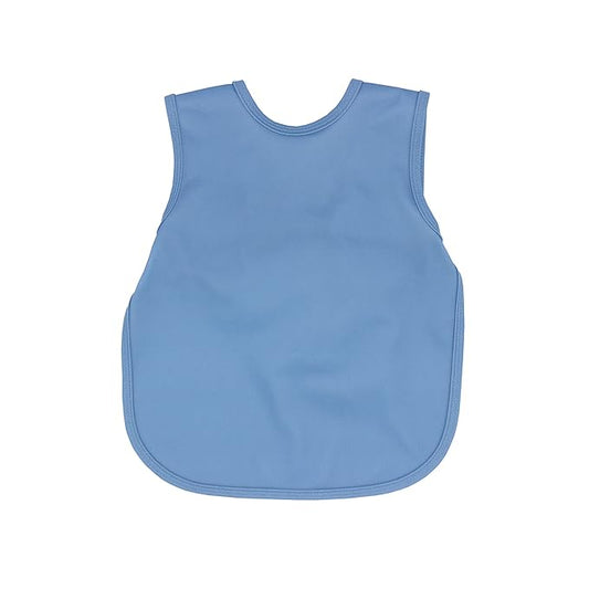 BapronBaby Minimalist Dusty Blue Bapron - No Neck Tie Safer Bib for Baby & Toddler - Soft Waterproof Stain Resistant - Machine Washable - Sz Preschool 3-5yrs