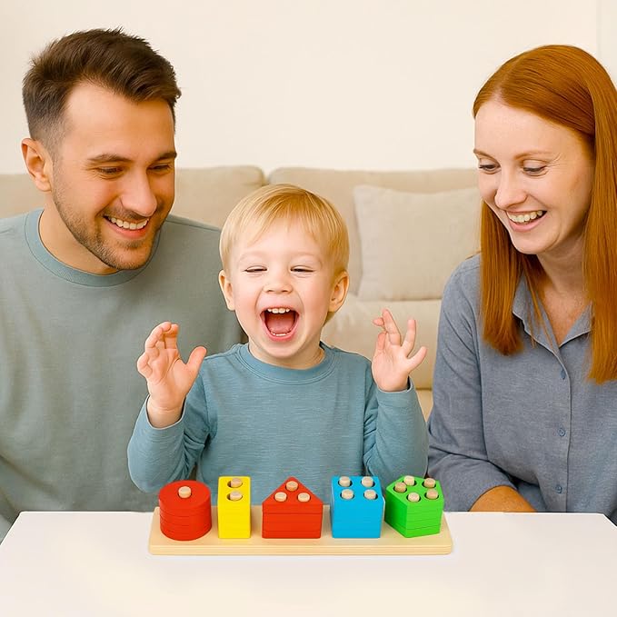 3 otters Wooden Sensory Toys for Toddlers Montessori Stacking and Sorting Learning Toy Activities Puzzles 20 PCS Medium