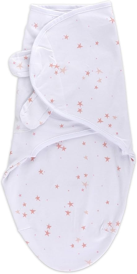 Ely's & Co. Adjustable Swaddles for Newborn, Baby Swaddles 0-3 Months, Swaddle Sack for Baby Girl, 100% Cotton, 2 Pack (Dusty Rose and Mauve Pink Star)