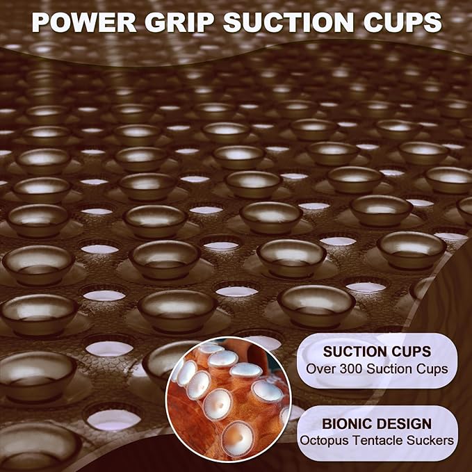 Linoows Bathtub and Shower Mats, 40x16 Inch Extra Large Non Slip Soft Bath Tub Mat with Suction Cups and Drain Holes for Bathroom Floor and Keep Tubs Clean, Machine Washable, Clear Chocolate