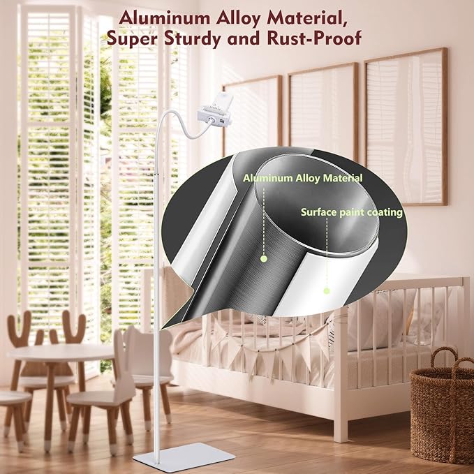 Baby Monitor Floor Stand Compatible with HelloBaby, Nanit Pro, Infant Optics, Babysense, Owlet, Baby, Bonoch, Adjustable Height from 37.4-69, Universal Baby Camera Stand Mount, Safety for Nursery