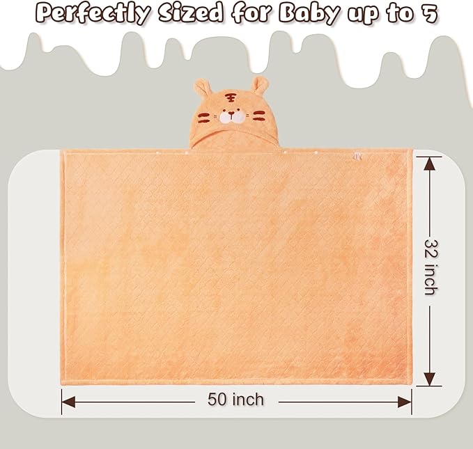 Toddler Bath Towel Hooded Kids Towels Bath Baby Towel with Hood for Boy Girl 0-5 Years, 2-Pack Soft Absorbent Baby Bath Toddler Towels, Large Thick 50''x32'' Pink &Orange Set