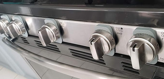 2025 Mom's Choice Winner- Gas Stove Knob Locks - Thick Gray Silicone Stove Knob Safety Covers for Toddlers, Pets - Child Proof Universal Size Knobs - Baby Proofing Protectors for Electric Stoves- 5Pcs