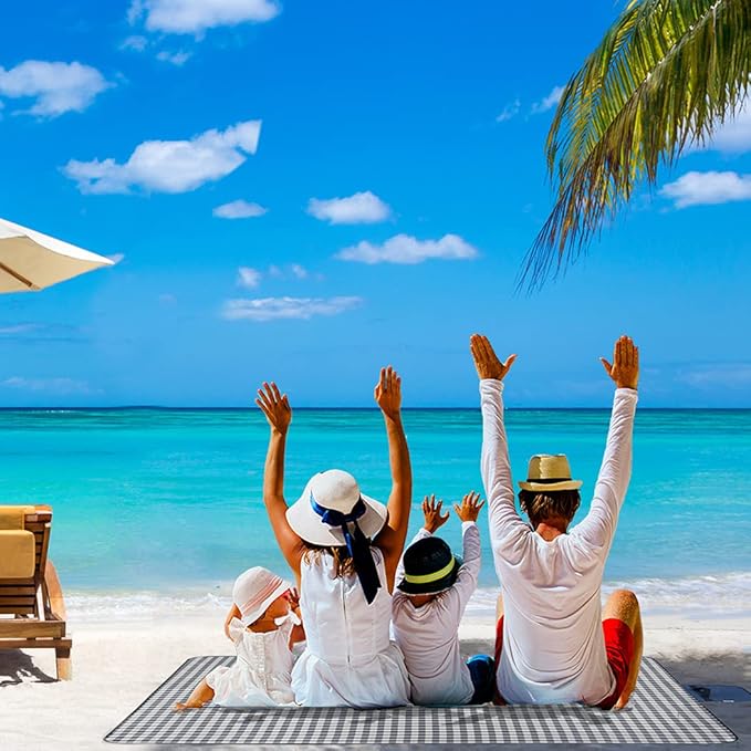 Beach Blanket Extra Large Picnic Mat Sand Free Waterproof Camping Blanket Easy Fold Carry Portable Travel Blanket Play Mat for Outdoor Indoor Hiking Festival BBQ Park Grass Lawn