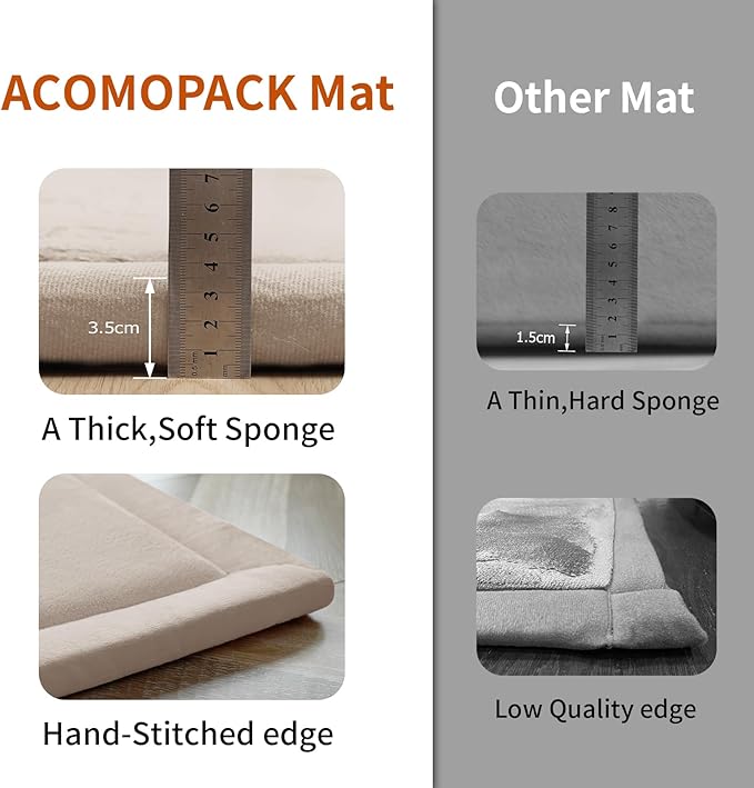 ACOMOPACK Baby Play Mat for Floor,1.3" Thick Memory Foam Area Rug for Living Room,Soft Velvet Crawling with Non-Slip Bottom for Kid,Toddler,79"×118" Tummy Time Nursery Rugs,Yoga（Beige）