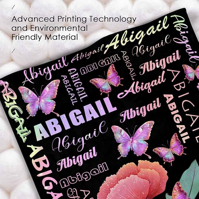 M YESCUSTOM Customized Baby Blankets for Girls Kids, Personalized Blankets with Names for Adult Toddler Custom Soft Throw Blanket Birthday Christmas Valentines Day Butterfly Floral