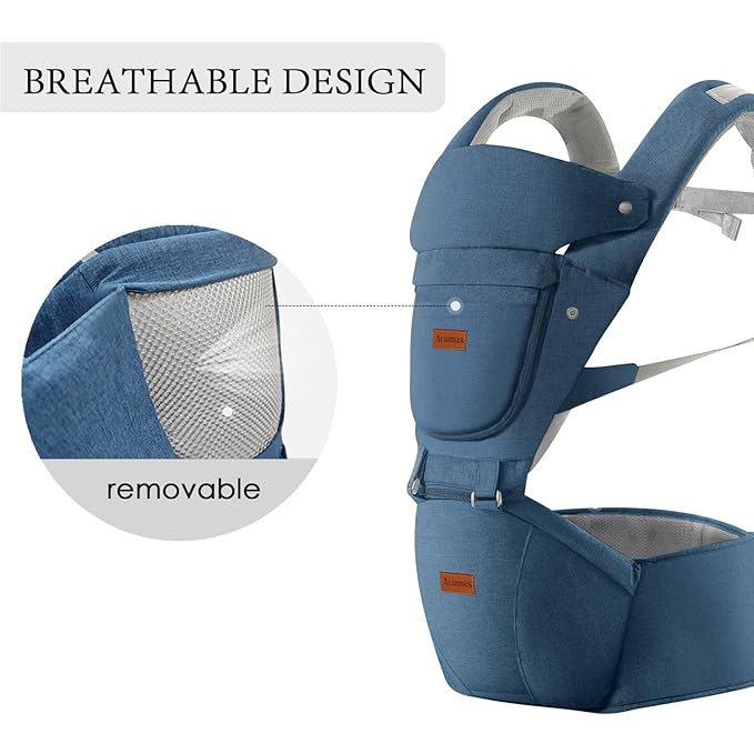 Baby Carrier with Hip Seat, Baby Carrier Newborn to Toddler, 6-in-1 Ways to Carry, All Seasons, Adjustable Baby Holder Carrier for Breastfeeding(Dark Blue)