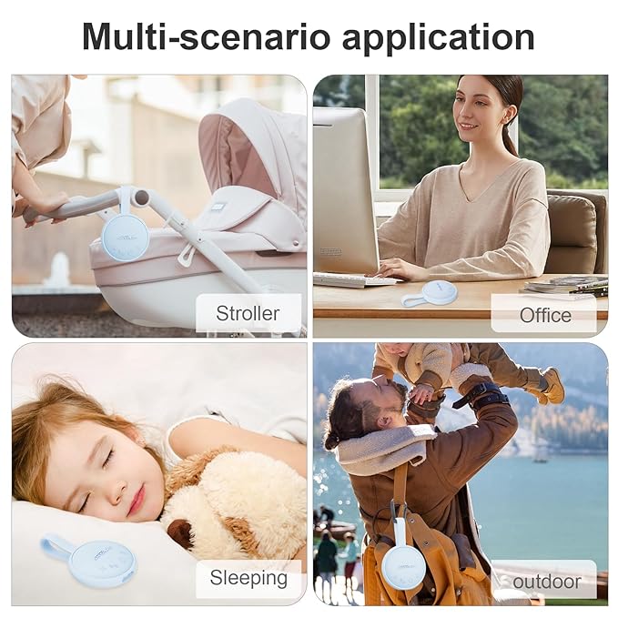 White Noise Sound Machine, Portable Sound Machine for Sleeping Adults & Baby, with Bluetooth 5.1/24 Soothing Sounds/Battery Powered/3 Timer Memory Function for Office/Bedroom/Travel（Blue）