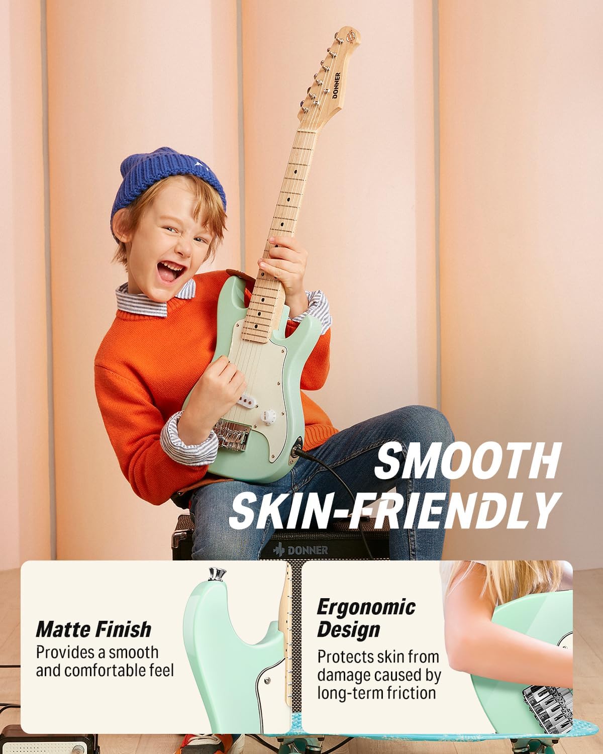 Donner 30 Inch Junior Electric Guitar Beginner Kit ST Style Mini Electric Guitar Starter Package for Teens with Amp, 600D Bag, Tuner, Picks, Cable, Strap, Extra Strings DSJ-100