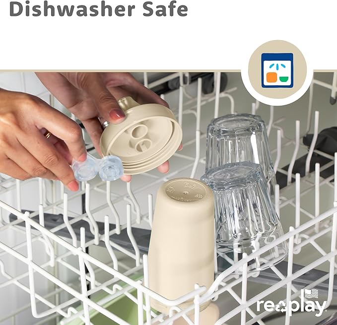 Re-Play Sippy Cups for Toddlers - 10 Oz. Reusable Spill Proof Cups for Kids, Dishwasher/Microwave Safe - Made in USA - Set of 4-3.13" x 6.25" - Meadow