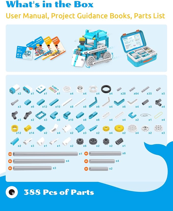 WhalesBot D3 Pro 12-in-1 STEM Wecode Pad Coding Robot Kit for Kids, 388-Piece Educational Building Set with Interactive Storytelling, Ideal Toy Gift for Boys & Girls Ages 6-8