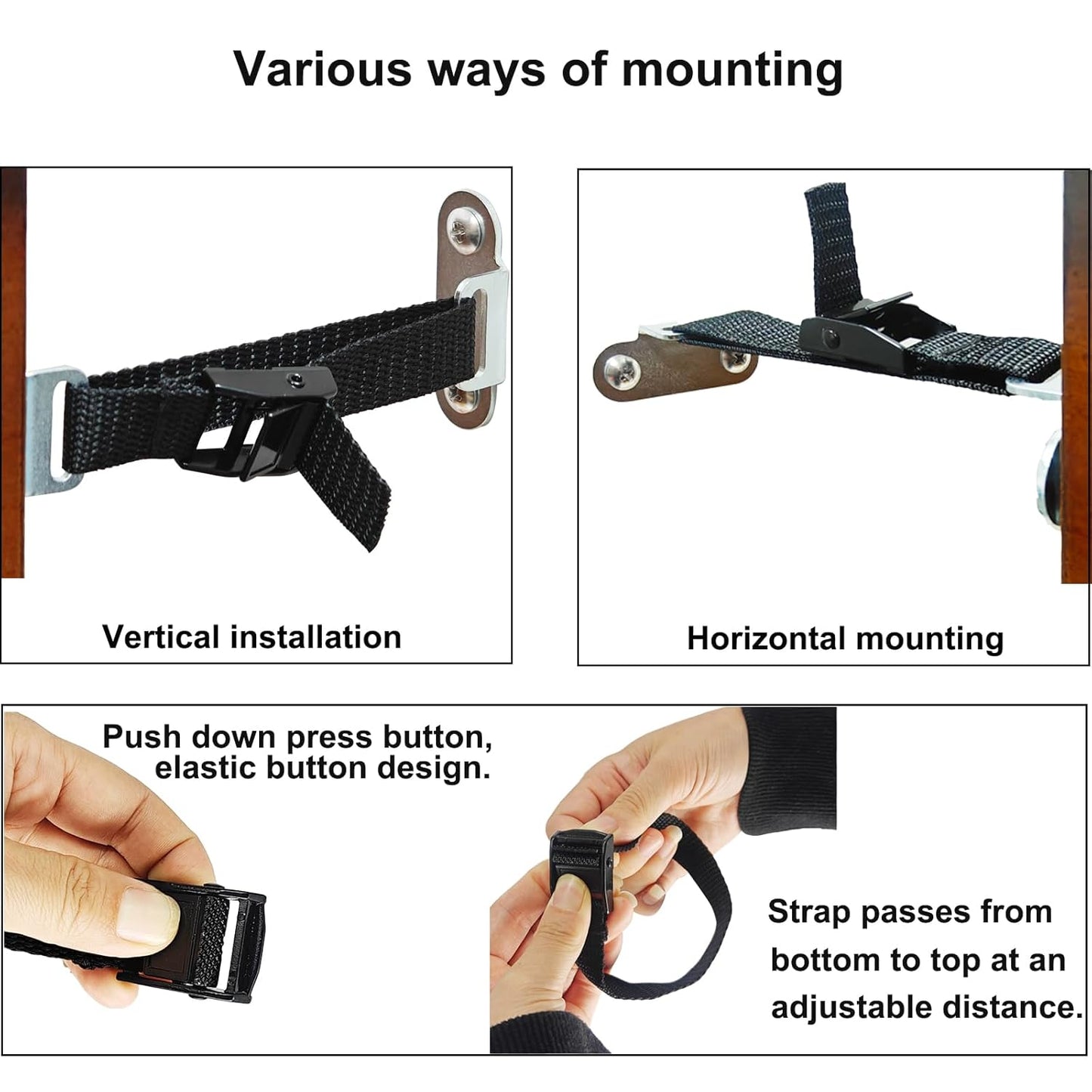 Anti Tip Furniture Anchors,(4 Sets) Adjustable Child Safety Anchors – Earthquake Proof & Baby Proofing Kit for Securing Dressers, TV Stands, Cabinets, Bookshelves.