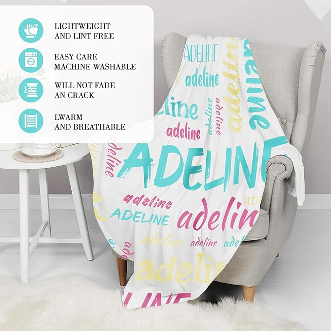 Anti Pilling Name Blanket, Personalized Blankets for Kids, Custom Throw Blanket with Name for Adult, Customized Baby Name Blanket, Personalized Baby Gifts for Birthday Christmas Valentines Day