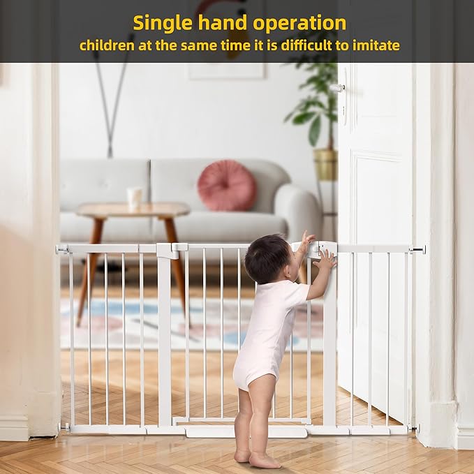 Easy Step Walk-Thru Baby Gate – Adjustable Safety Gate for Babies & Pets, Pressure Mount Kit, Includes Wall Cups – 29.7-59.8W x 30.5H, Auto-Close