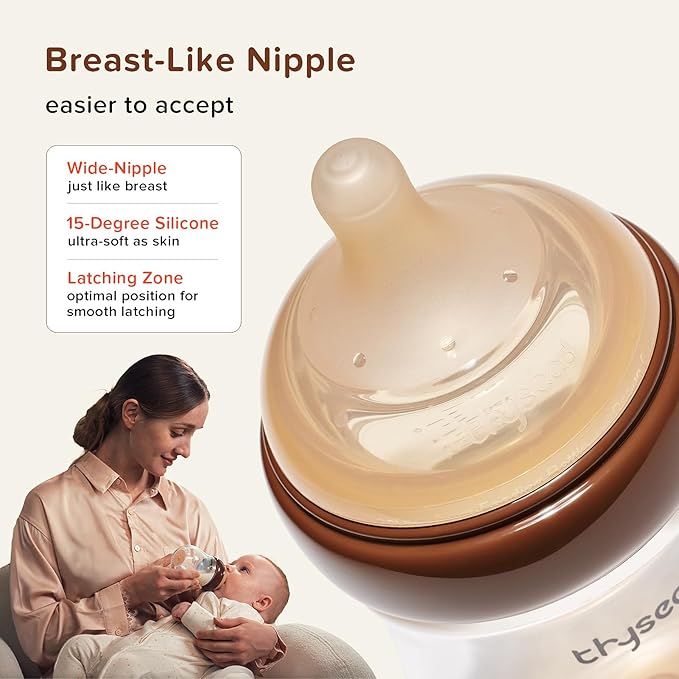 Thyseed PPSU Natural Anti-Colic Baby Bottles | Newborn Breast Like Nursing Bottle for Breastfed Babies with Nipple(3-7 Months),8oz,1 Pack