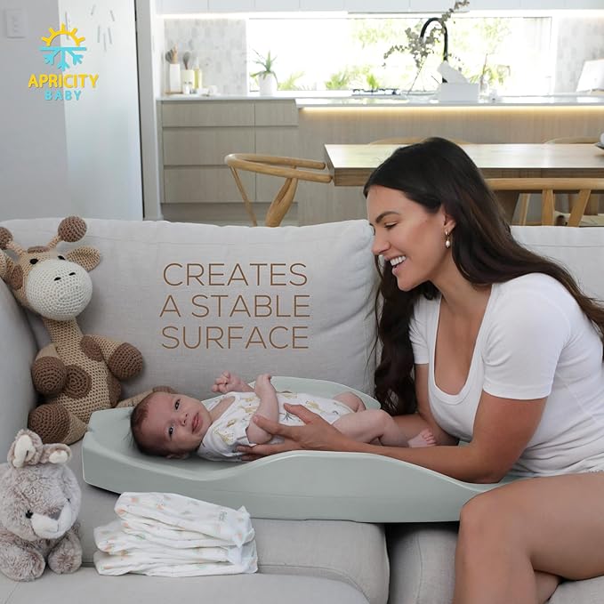 Apricity Baby Diaper Changing Pad – Waterproof Wipe-Clean Foam Changing Mat with Raised Sides, Non-Slip Base & Portable Design, Extra-Large 31.5” × 19.7” for Newborn to Toddler (Sage)