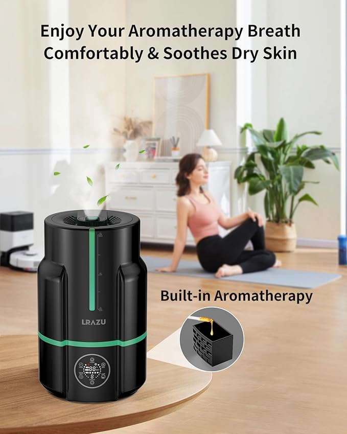 6L Humidifiers for Bedroom, 60H Runtime 26 dB Quiet Supersized Cool Mist Air Humidifiers for Large Room, Baby Nursery, Plant, Indoor, Night Light, Easy to Clean, Precise Humidity Control