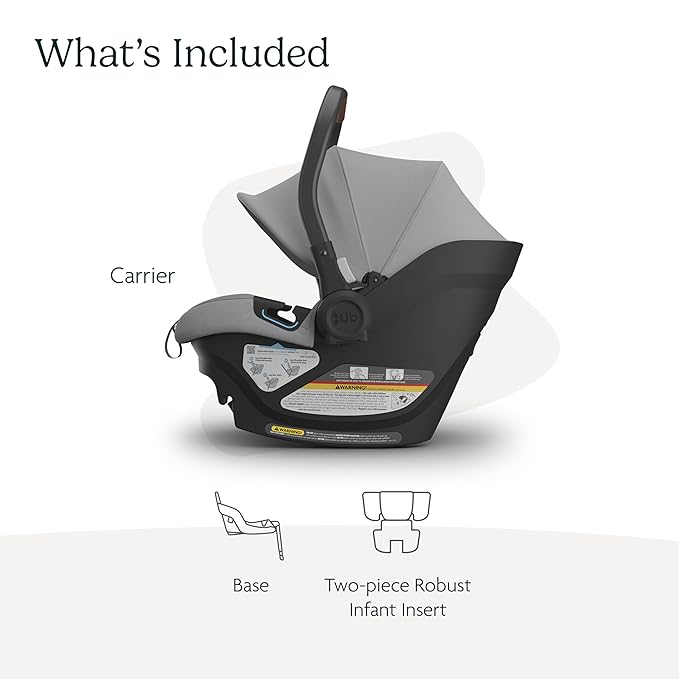 UPPAbaby Aria Lightweight Infant Car Seat/Just Under 6 lbs for Easy Portability/Base with Load Leg + Infant Insert Included/Direct Stroller Attachment/Anthony (Grey/Chestnut Leather)