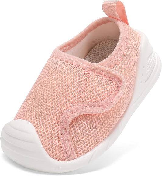 Baby Boys Girls First Walking Shoes Wide Toe Box Infant Sneakers Lightweight Breathable Slip On Barefoot Shoes
