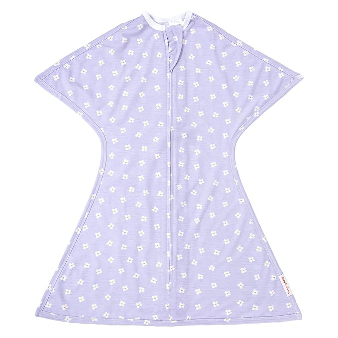 SleepingBaby Zipadee-Zip Transition Swaddle - Cozy Baby Swaddle Blanket with Zipper Convenience - Roomy Wearable Blanket for Easy Diaper Changes - Paperwhite Flowers, X-Small (3-6 Month)