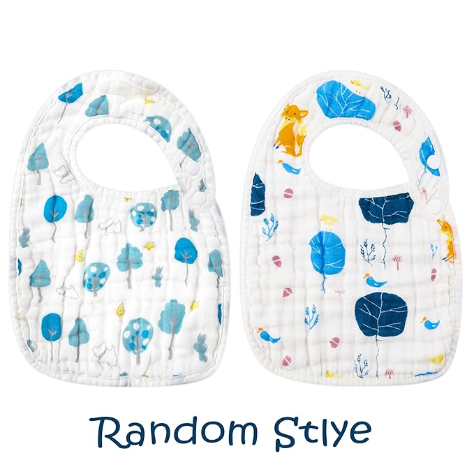 Zainpe 6Pcs Snap Muslin Cotton Baby Bibs Dinosaur Star Bear Pattern Bib, Adjustable Burp Cloths with 6 Absorbent & Soft Layers for Infants Newborns Toddlers Drooling Feeding Teething