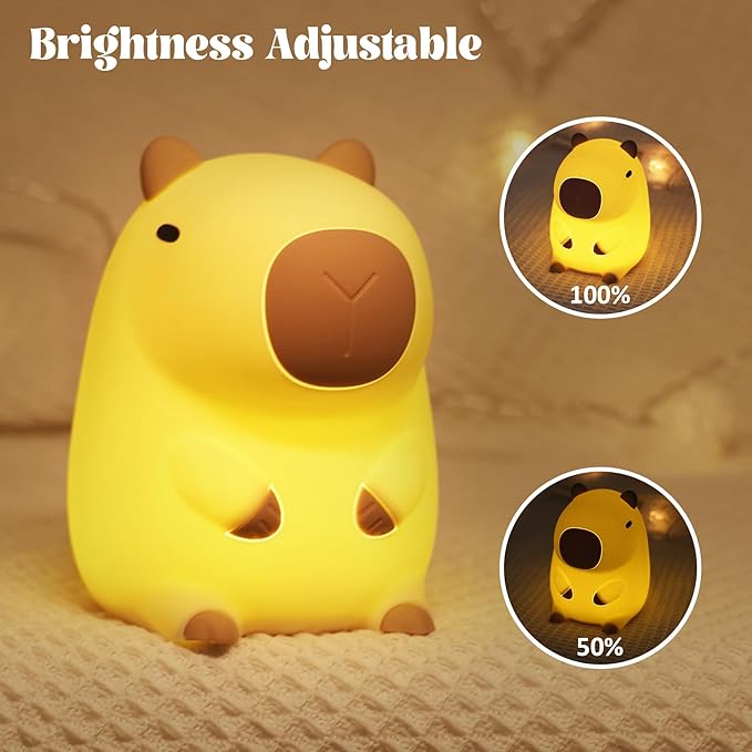 YuanDian Capybara Night Light - Adorable Silicone Lamp for Kids, Babies, Adults | Cute Capybara Gift, Nursery Bedroom Decor