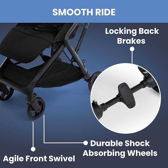 Delta Children Icon Ultra Compact Travel Stroller - Greenguard Gold Certified, Black