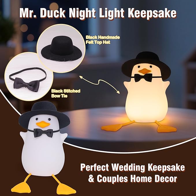 Groom Duck Night Light,Bridal Shower Gifts,Wedding Gifts for Bride/Groom with Timer & Dimmer & Rechargeable for Table Decor,Creative Gift for Newlyweds,Anniversary,Engagement for Him Her Women Men