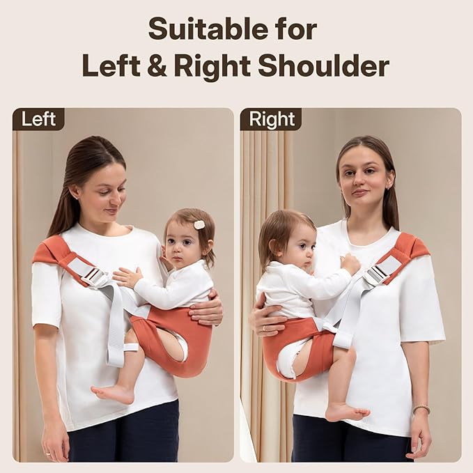 Toddler Carrier for 25-60 lbs,Comfortable&Lightweight Baby Sling Carrier,Adjustable with Left/Right Shoulder Straps,One Size Fits All,Ideal for Shopping and Travel-Orange