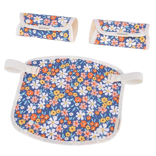 Bebamour Drool and Teething Reversible Cotton Pad For All Carry Positions Baby Carrier White Drool Bib For Boys & Girls(Red Flower)