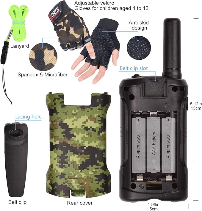 Kids Walkie Talkies Boys Toys Gifts for Kids Aged 5-12 Outdoor Toys 3 Miles Long Range 22 Channel 2 Way Radio fit Adventure Game Hunt Camp Toys 6 7 8 9 Years Old Boys Gifts