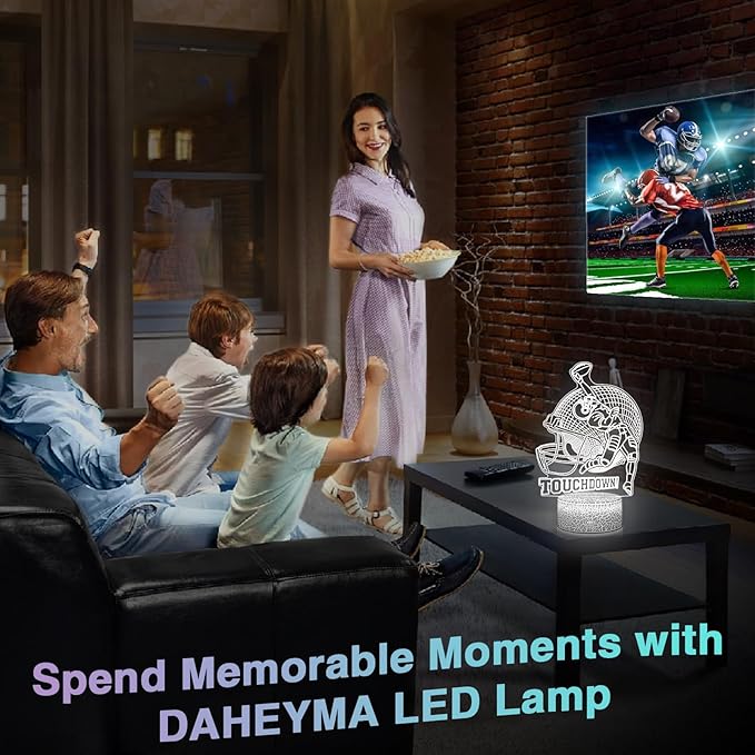 Football Lamp, 16 Colors Touchdown Night Light - Remote Control, Timer Tpye-C Dimmable, LED 3D Light Illusion, American Football Room Decor for Boys