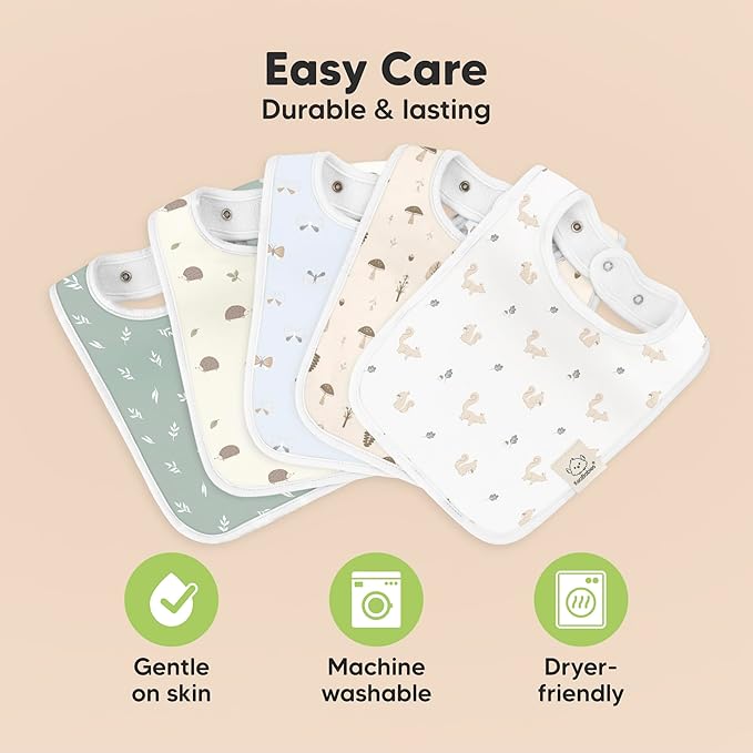 KeaBabies 8-Pack Organic Baby Bibs for Boys, Girls - Super Absorbent Cotton Drool Bibs for Baby Girl & Boy, Teething Toddler, Drooling Newborn, Ultra Soft & Machine Washable (Prairie)