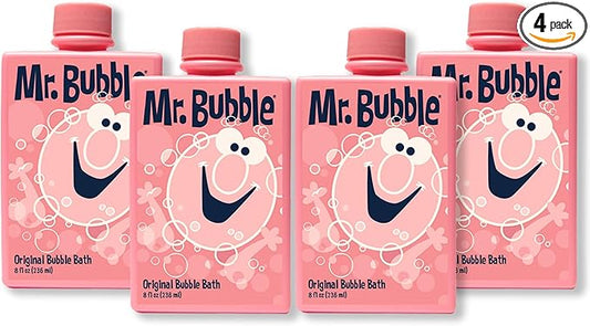 Mr. Bubble Original Bubble Bath, Bubblegum Scent, 8 oz Retro Bottle, 4-Pack