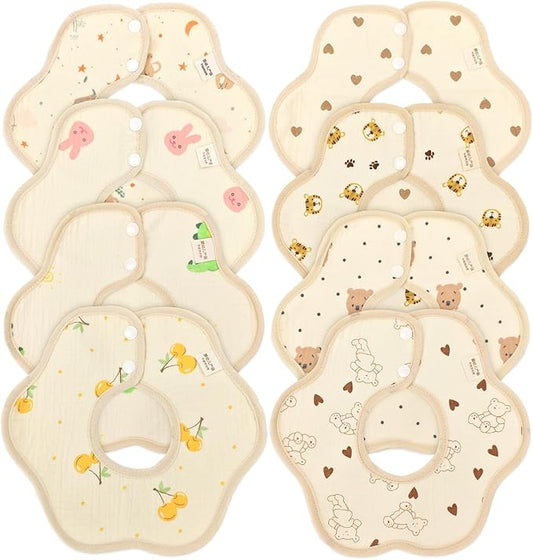 Baby Bibs Muslin Bibs 8 Pack for Drooling and Teething for Unisex Girls Boys