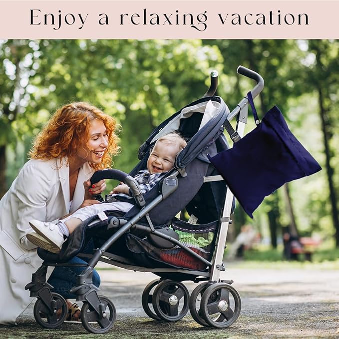 Waterproof Wet Bag for Swimsuit, Travel Beach Wet Dry Bag, Hidden Zipper Reusable Blue Wet Bags, for Travel Beach Wet Swimsuits Toiletries Diapers Dirty Gym Clothes Laundry Bag