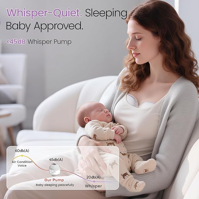 Lucina Breast Pump Hands Free, Wearable Breastfeeding Pump with 4 Modes & 9 Levels, Portable Electric Breast Pump, Strong Suction, Discreet & Smart Display, 19/21/24mm Insert/Flange, 2 Pack