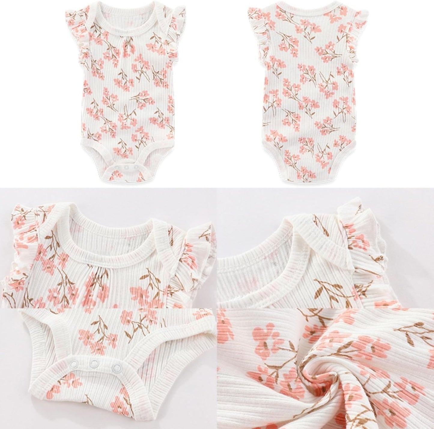 Four Seasons Baby Boy Girl Bodysuits 5-Pack Cotton Comfort Short Sleeve Baby Clothes Soft Infant Outfits