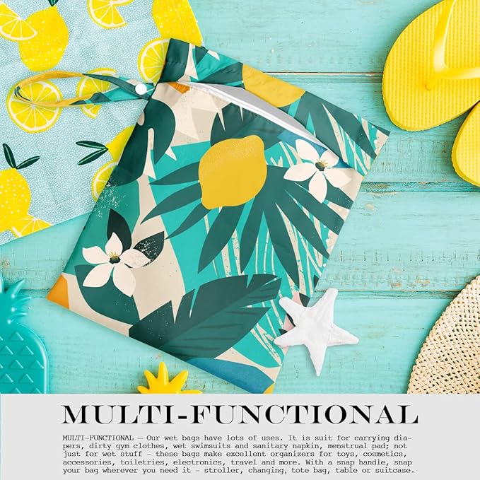 Wet Dry Bag Wet Bag for Swimsuit Travel Beach Pool Stroller Diapers Dirty Yoga Gym Clothes Makeup Bag Waterproof Tropical Palm Leaves Decor Jungle Palm Leaf Favors