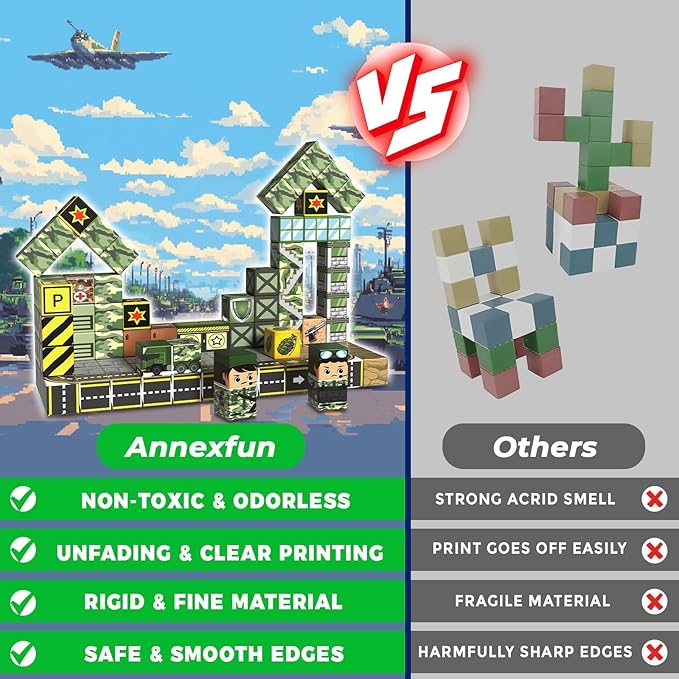 Magnetic Blocks-100PCS Military Building Blocks Set, Kids Classroom Sensory Toy for Toddlers STEM Learning, Construction Stacking Toy for Kids 3+ Boys and Girls Christmas Birthday Gifts Toys