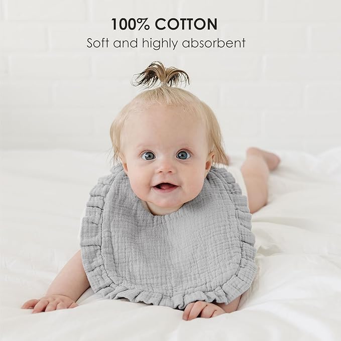 Baby Muslin Bibs Bandana Drool Bibs for Unisex Boys & Girls, Soft and Absorbent Cotton Teething Drooling Bib Set for Newborn Toddler
