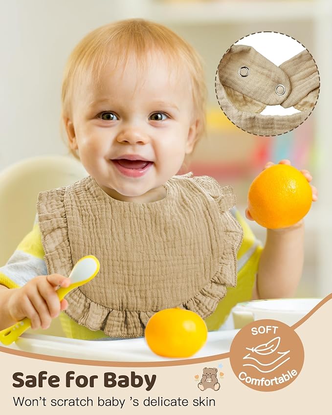 Lictin 8-Pack Muslin Baby Bibs - Bandana Drooling and Teething Bibs, Unisex Cotton