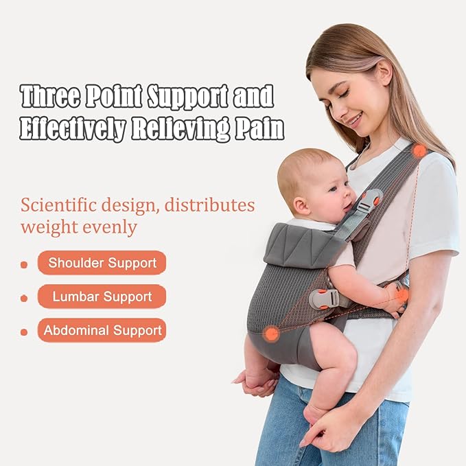 IULONEE Baby Carrier, Ergonomic Baby Carrier Newborn to Toddler Baby Wraps Carrier Infant Front & Back Backpack Carry Toddlers Carrier Sling for Newborn Dark Grey