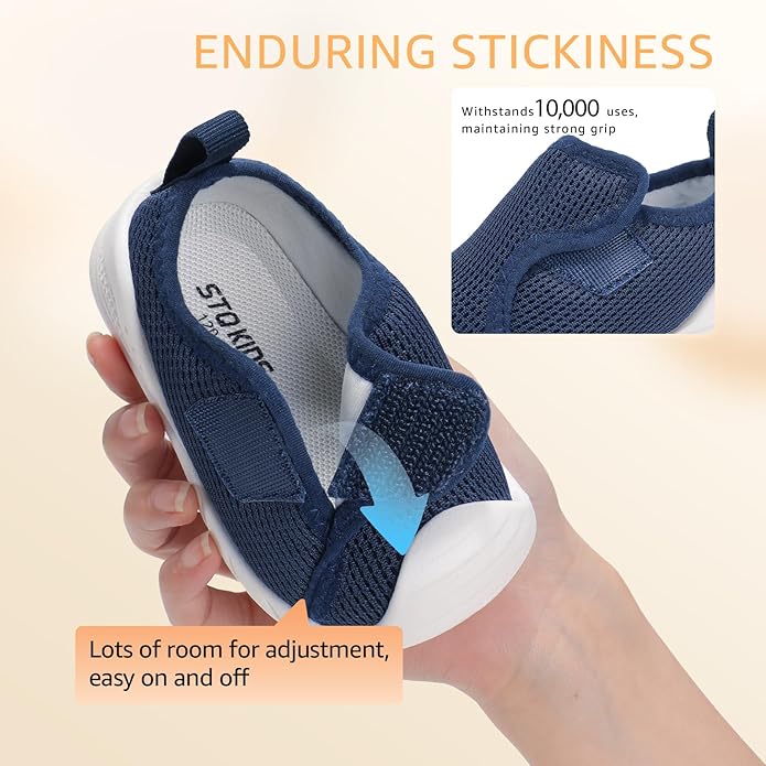 Baby Boys Girls First Walking Shoes Wide Toe Box Infant Sneakers Lightweight Breathable Slip On Barefoot Shoes