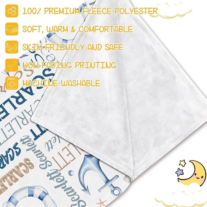 Personalized Baby Blanket- Custom Baby Blanket with Name for Girls and Boys, Super Soft Plush Fleece, Personalized Baby Gifts, Customized Name Blanket for Newborn