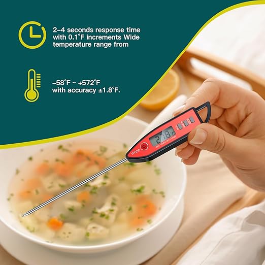 10 Set Waterproof Food Thermometer for Water, Liquid, Candle and Cooking Digital Meat Thermometer with Long Probe Instant Read for Kitchen BBQ Grill Candy (Black)