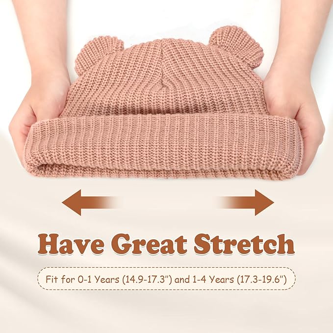 Toddler Boy Winter Hat Baby Knit Beanie Girl Warm Hats Kid Bear Ear Beanies for Cold Weather
