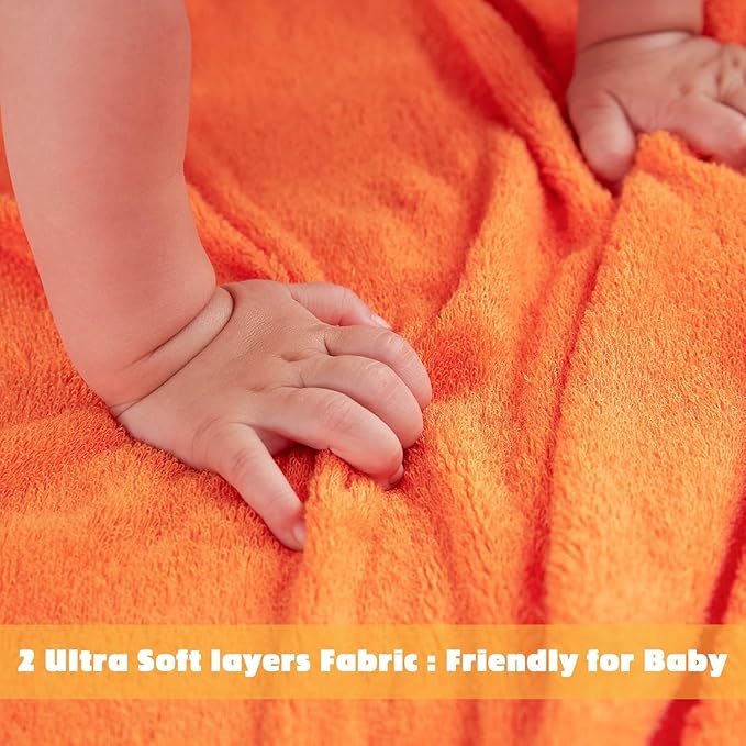 Touchat Baby Towels with Hood Soft Toddler Bath Towel for Infant Newborn Bathrobe for Kids 0-4 Years Essentials for Babies (Fox Kit, 35.1''x35.1'')